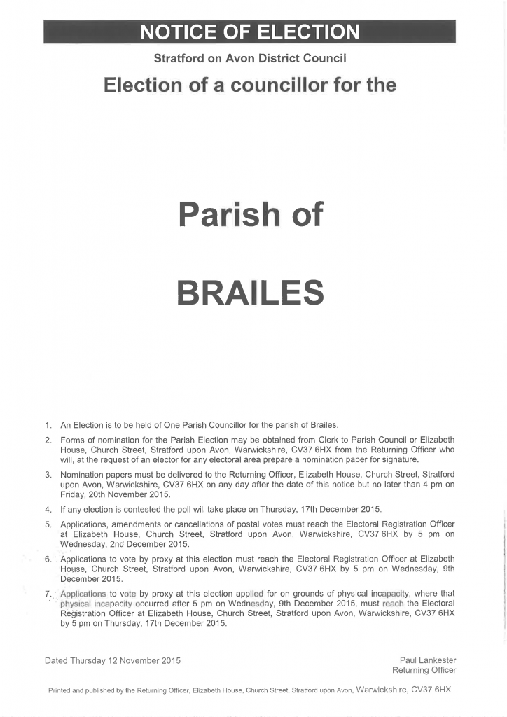 Brailes Notice of Election